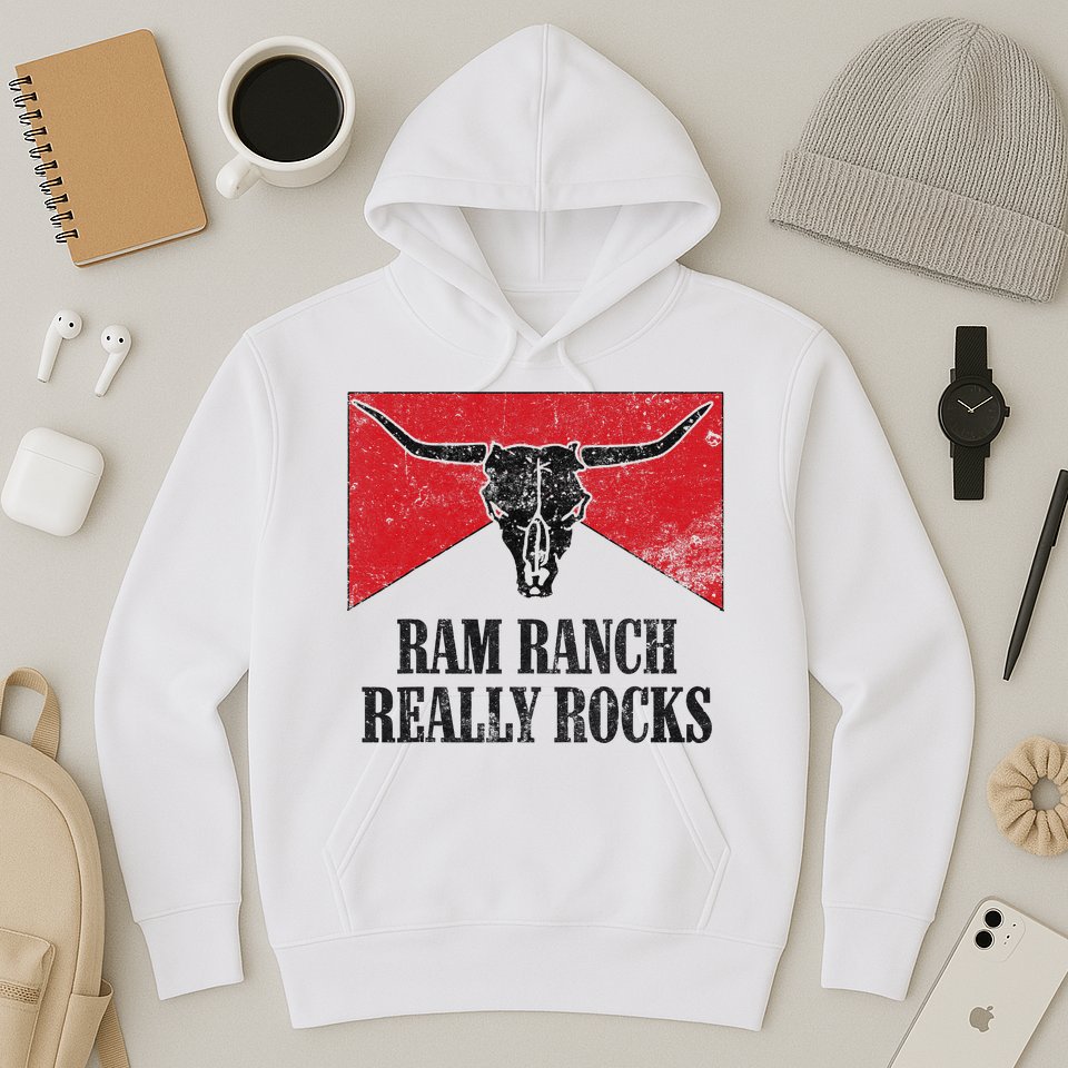 Retro Bull Skull Western Life Country Ram Ranch Rockin' Vibes Hoodie