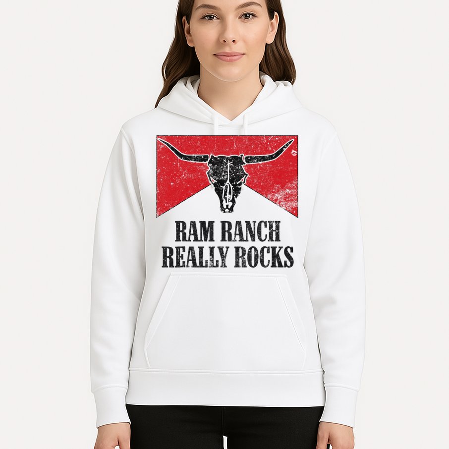 Retro Bull Skull Western Life Country Ram Ranch Rockin' Vibes Hoodie