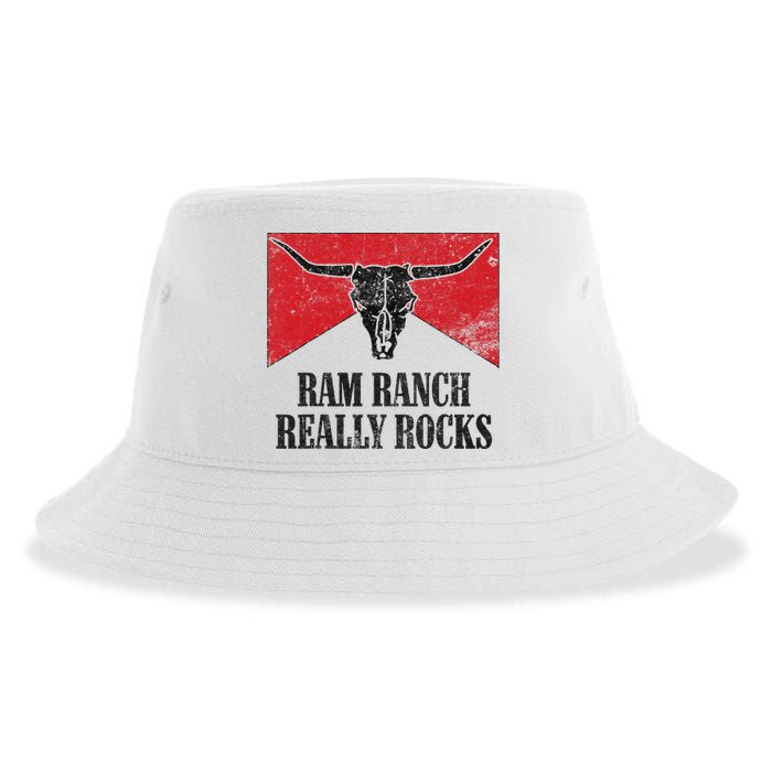 Retro Bull Skull Western Life Country Ram Ranch Rockin' Vibes Sustainable Bucket Hat