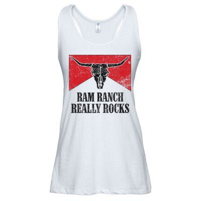 Retro Bull Skull Western Life Country Ram Ranch Rockin' Vibes Ladies Essential Flowy Tank