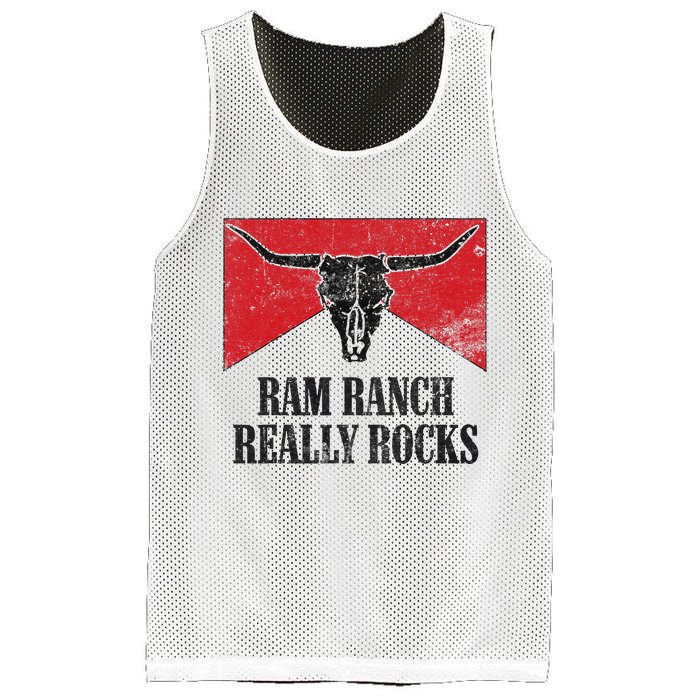 Retro Bull Skull Western Life Country Ram Ranch Rockin' Vibes Mesh Reversible Basketball Jersey Tank