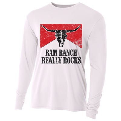 Retro Bull Skull Western Life Country Ram Ranch Rockin' Vibes Cooling Performance Long Sleeve Crew