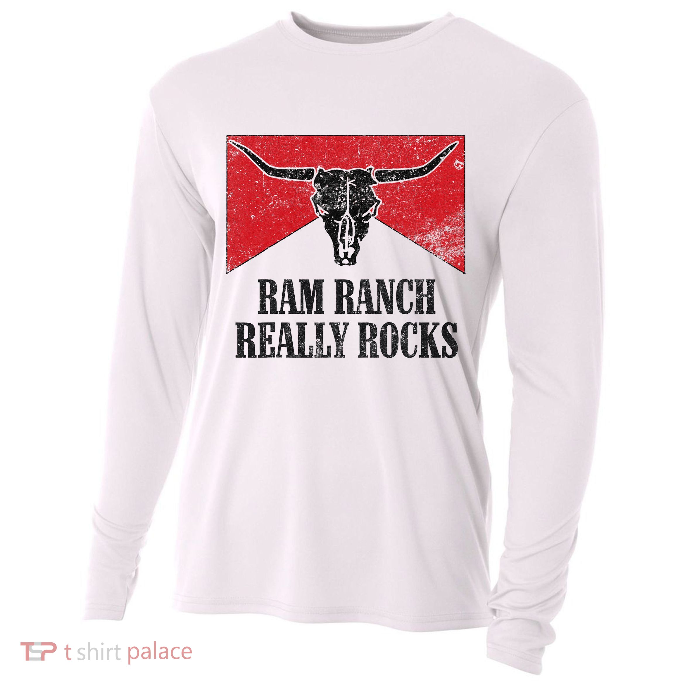 Retro Bull Skull Western Life Country Ram Ranch Rockin' Vibes Cooling Performance Long Sleeve Crew