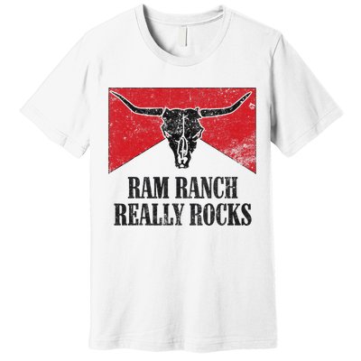 Retro Bull Skull Western Life Country Ram Ranch Rockin' Vibes Premium T-Shirt