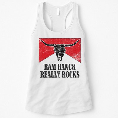 Retro Bull Skull Western Life Country Ram Ranch Rockin' Vibes Womens Tank Top
