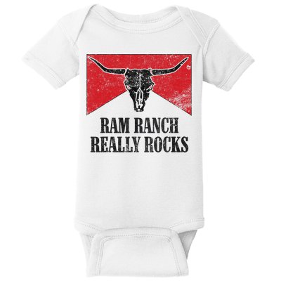 Retro Bull Skull Western Life Country Ram Ranch Rockin' Vibes Baby Bodysuit