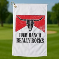 Retro Bull Skull Western Life Country Ram Ranch Rockin' Vibes Golf Towel