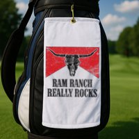 Retro Bull Skull Western Life Country Ram Ranch Rockin' Vibes Golf Towel