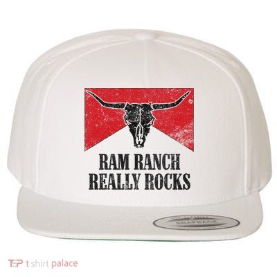 Retro Bull Skull Western Life Country Ram Ranch Rockin' Vibes Wool Snapback Cap
