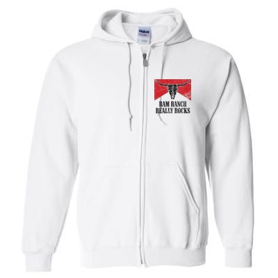 Retro Bull Skull Western Life Country Ram Ranch Rockin' Vibes Full Zip Hoodie