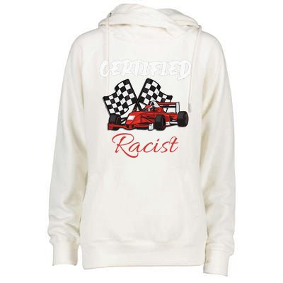 Racer Boost Speedster Certified Retro Racist Certified Race Womens Funnel Neck Pullover Hood