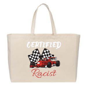 Racer Boost Speedster Certified Retro Racist Certified Race Cotton Canvas Jumbo Tote