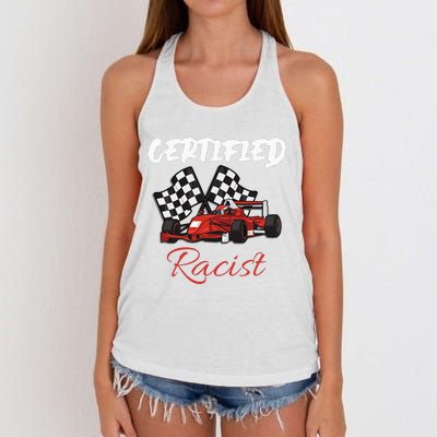 Racer Boost Speedster Certified Retro Racist Certified Race Women's Knotted Racerback Tank