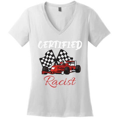 Racer Boost Speedster Certified Retro Racist Certified Race Women's V-Neck T-Shirt