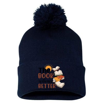 Reading Books The Book Is Always Better Gift Cute Reading Pom Pom 12in Knit Beanie