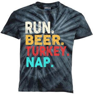 Run Beer Turkey Nap Thanksgiving Gift Kids Tie-Dye T-Shirt