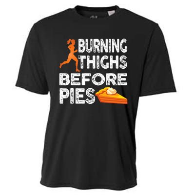 Running Burning Thighs Before Pies Funny Runner Cooling Performance Crew T-Shirt