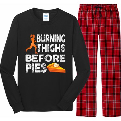 Running Burning Thighs Before Pies Funny Runner Long Sleeve Pajama Set