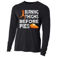 Running Burning Thighs Before Pies Funny Runner Cooling Performance Long Sleeve Crew