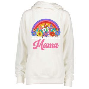 Retro Blessed To Be Called Mama Rainbow Groovy Hippie Flower Gift Womens Funnel Neck Pullover Hood