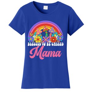 Retro Blessed To Be Called Mama Rainbow Groovy Hippie Flower Gift Women's T-Shirt