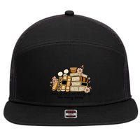Reading Books There Is Non Such Thing As Too Many Books Gift 7 Panel Mesh Trucker Snapback Hat