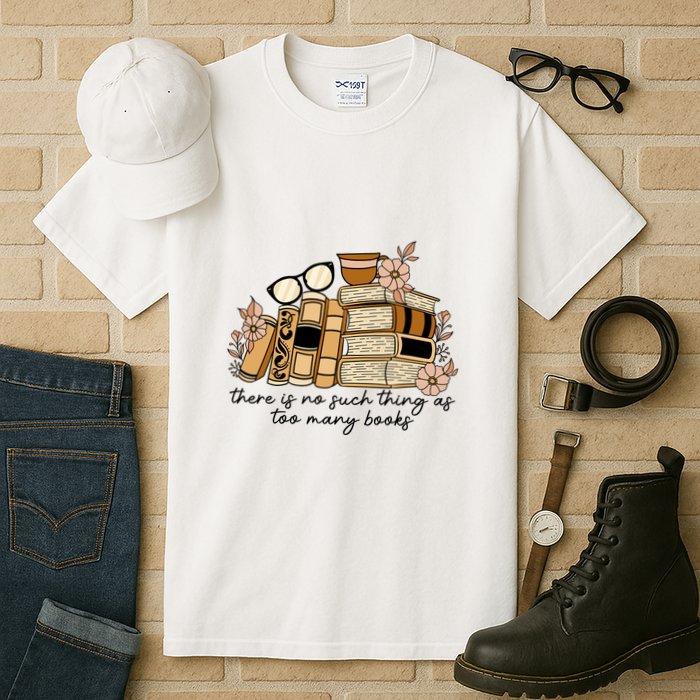 Reading Books There Is Non Such Thing As Too Many Books Gift Tall T-Shirt