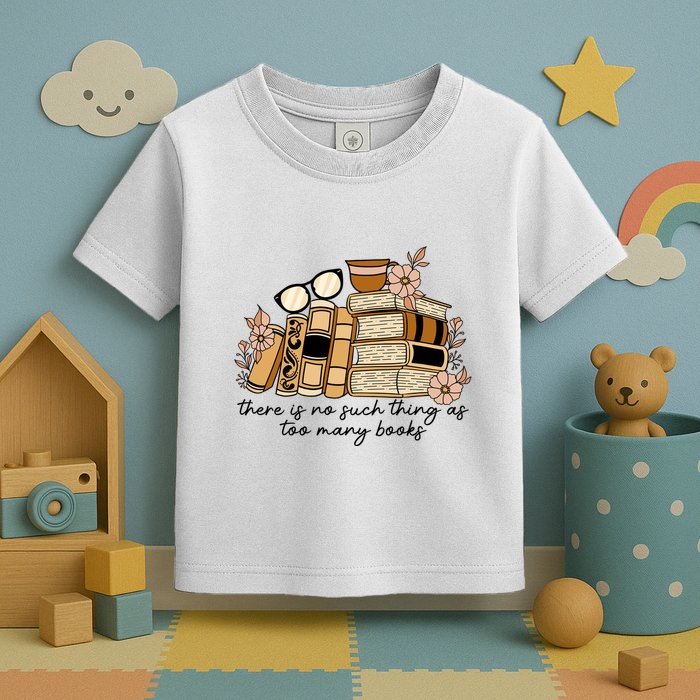 Reading Books There Is Non Such Thing As Too Many Books Gift Toddler T-Shirt