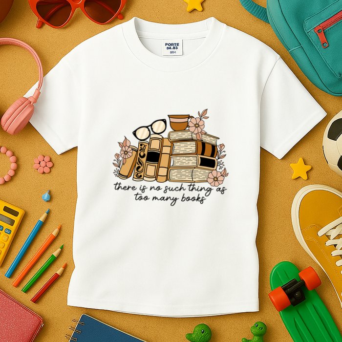 Reading Books There Is Non Such Thing As Too Many Books Gift Kids T-Shirt