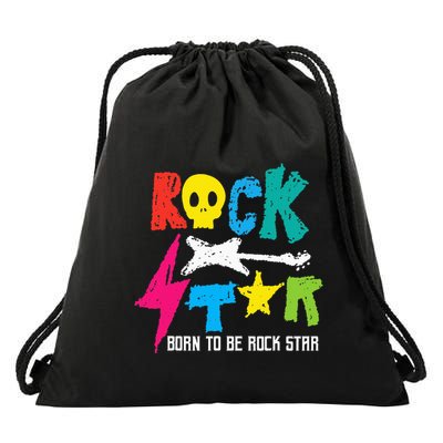 Rockstar Born To Be Rockstar Music Funny Gift Drawstring Bag