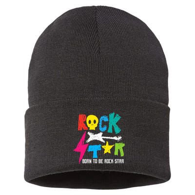 Rockstar Born To Be Rockstar Music Funny Gift Sustainable Knit Beanie