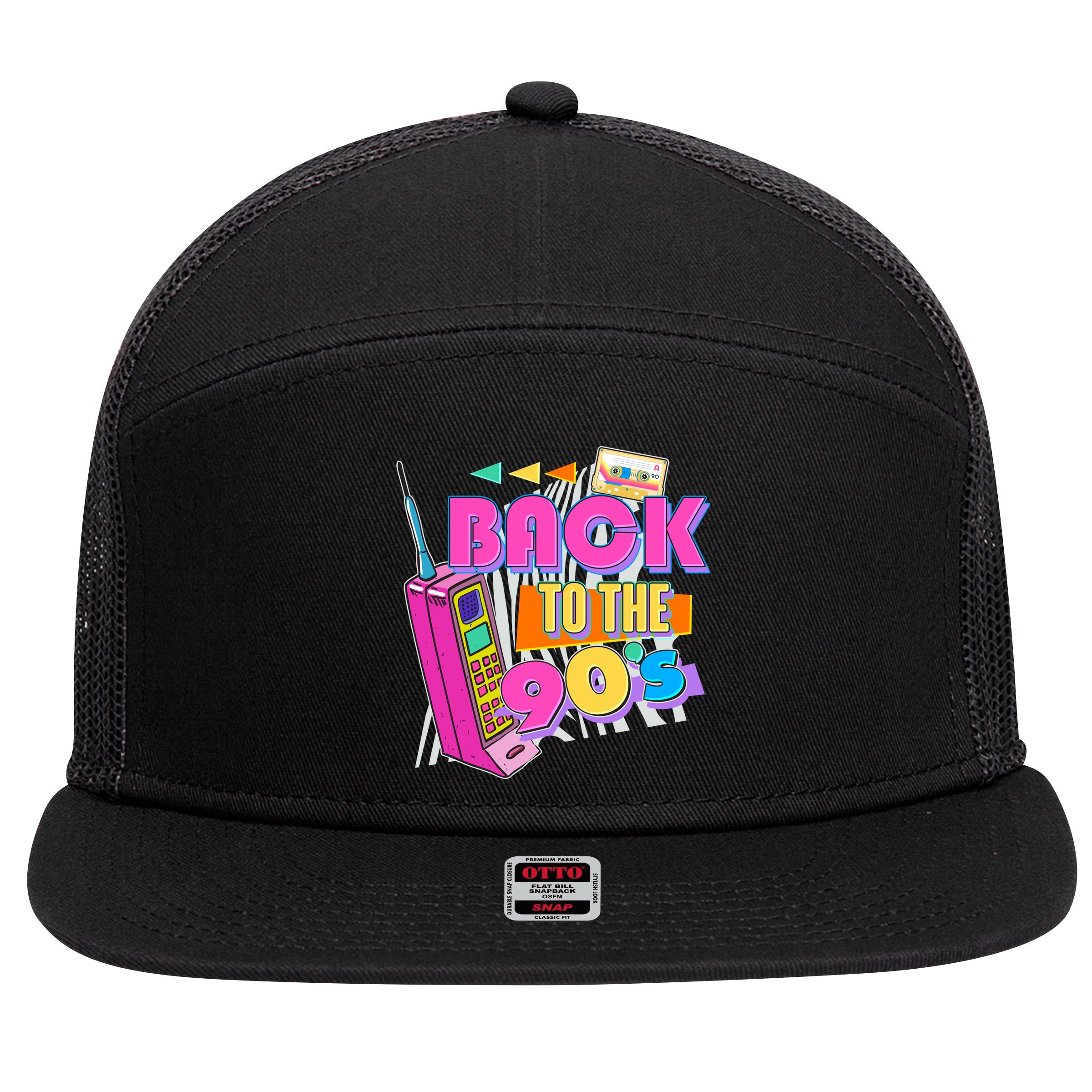 Retro Back To The 90's Nineties 7 Panel Mesh Trucker Snapback Hat
