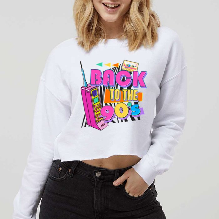 Retro Back To The 90's Nineties Cropped Pullover Crew