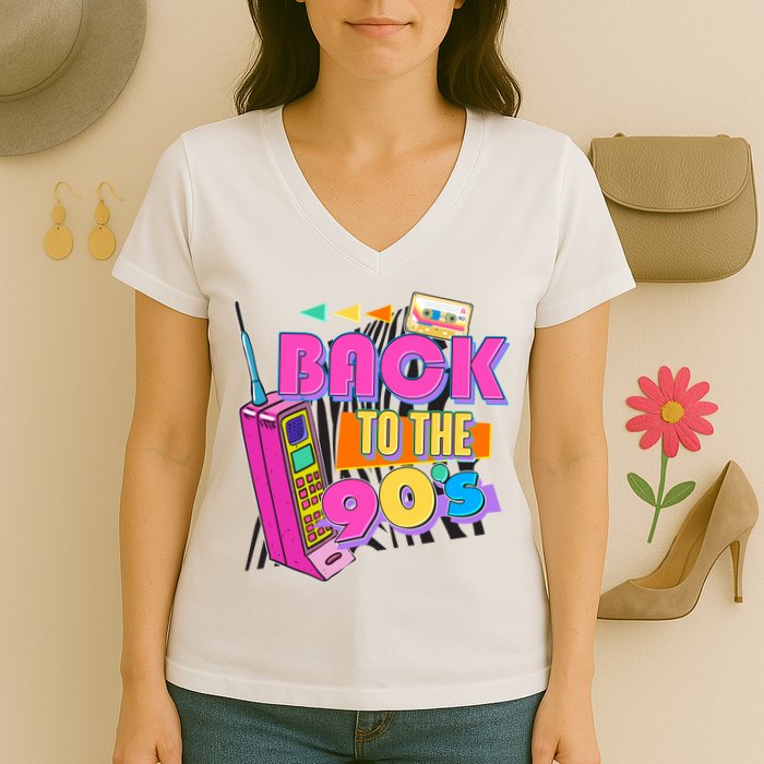 Retro Back To The 90's Nineties Women's V-Neck T-Shirt