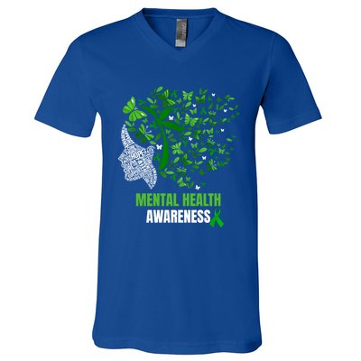 Retro Butterfly Tal Health Matters Awareness Gift V-Neck T-Shirt