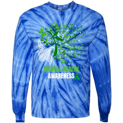 Retro Butterfly Tal Health Matters Awareness Gift Tie-Dye Long Sleeve Shirt