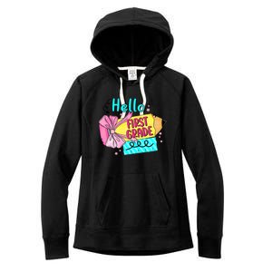 Retro Back To School Hello First Grade Women's Fleece Hoodie