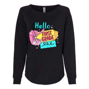 Retro Back To School Hello First Grade Womens California Wash Sweatshirt