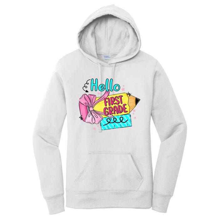 Retro Back To School Hello First Grade Women's Pullover Hoodie