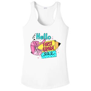 Retro Back To School Hello First Grade Ladies PosiCharge Competitor Racerback Tank