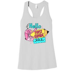 Retro Back To School Hello First Grade Women's Racerback Tank