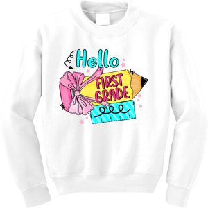 Retro Back To School Hello First Grade Kids Sweatshirt