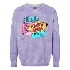 Retro Back To School Hello Fourth Grade Colorblast Crewneck Sweatshirt