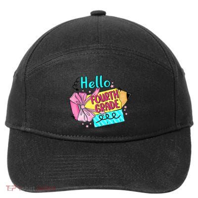 Retro Back To School Hello Fourth Grade 7-Panel Snapback Hat