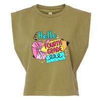 Retro Back To School Hello Fourth Grade Garment-Dyed Women's Muscle Tee