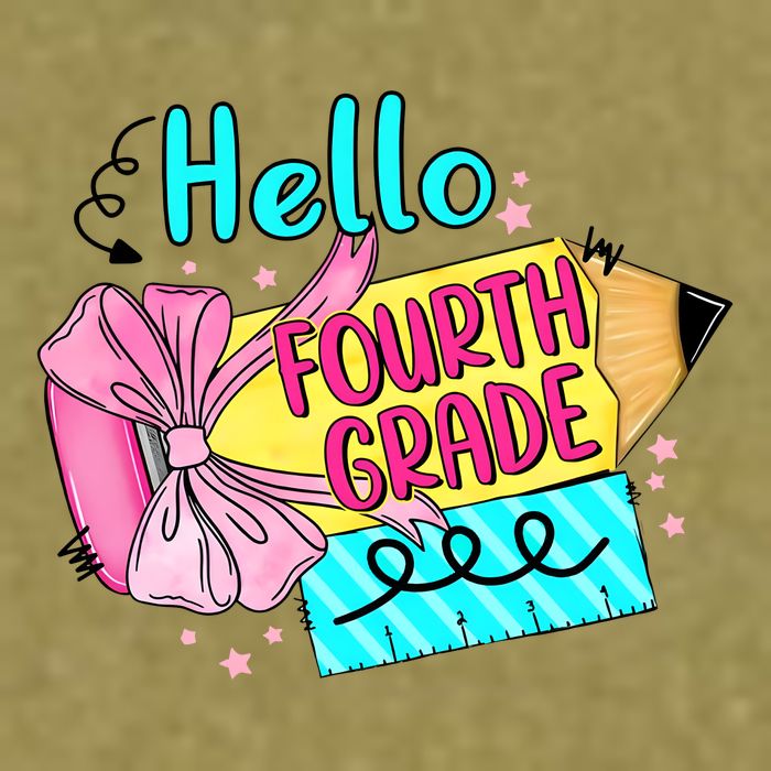 Retro Back To School Hello Fourth Grade Garment-Dyed Women's Muscle Tee
