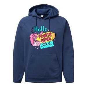 Retro Back To School Hello Fourth Grade Performance Fleece Hoodie