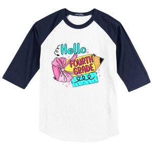 Retro Back To School Hello Fourth Grade Baseball Sleeve Shirt