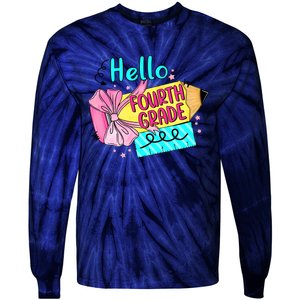 Retro Back To School Hello Fourth Grade Tie-Dye Long Sleeve Shirt