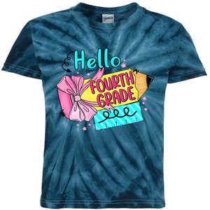 Retro Back To School Hello Fourth Grade Kids Tie-Dye T-Shirt